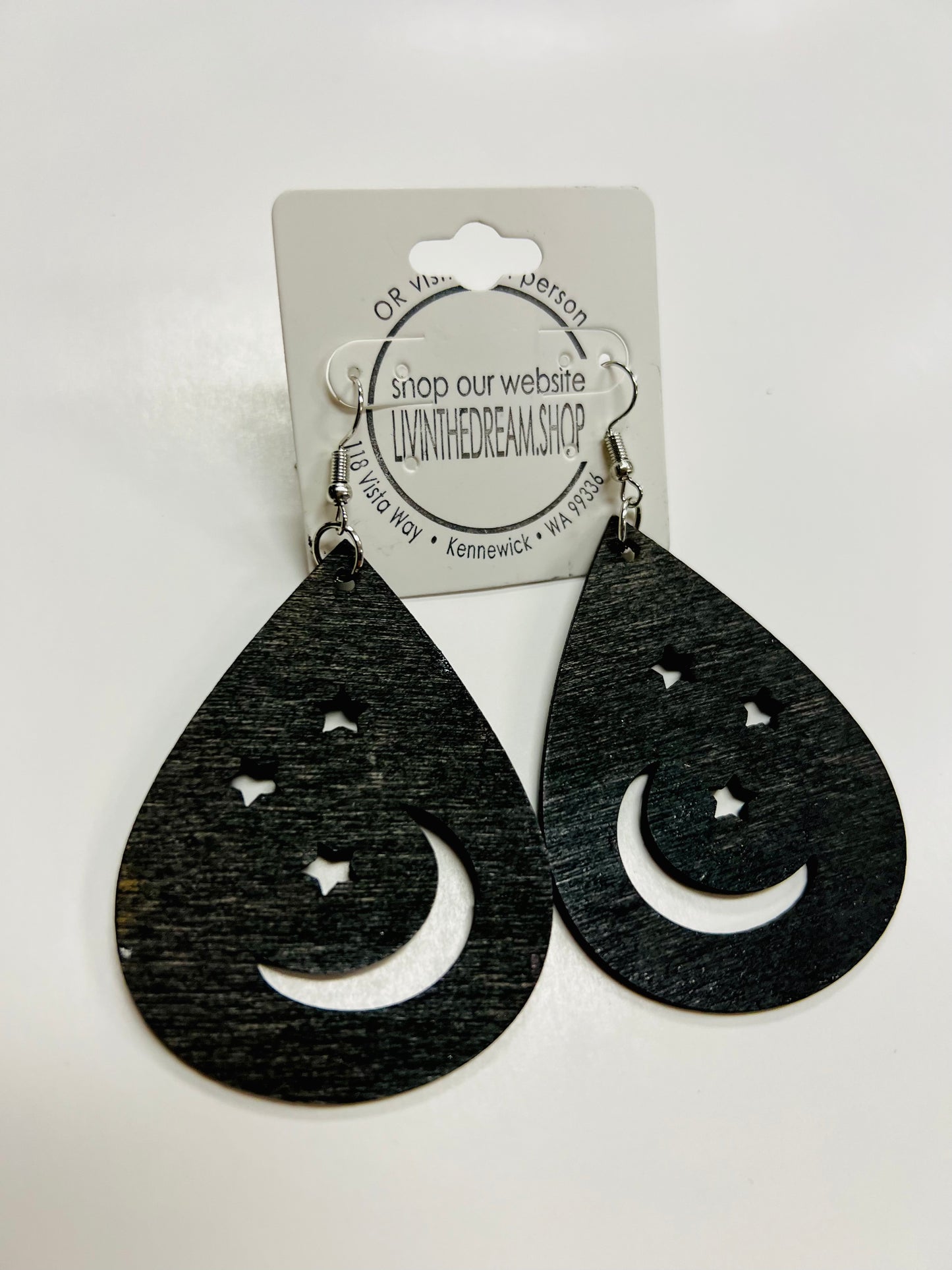 Flat Black Moon & Stars Earrings