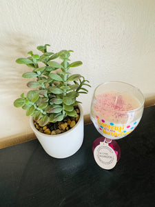 Handmade Happy birthday drinking glass/soy wax candle