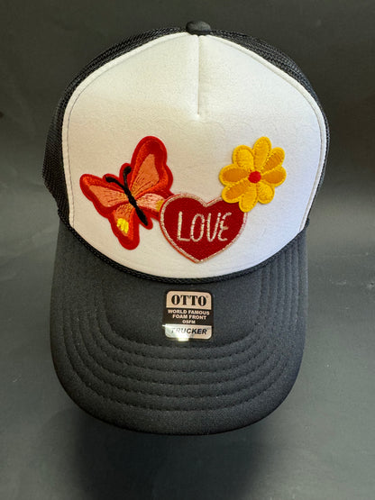 Handmade Groovy love trucker hat