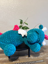 Load image into Gallery viewer, Handmade Children’s Crochet Sleeping Dragon plushie