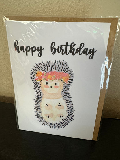 Handmade porky pine happy birthday Greeting Card