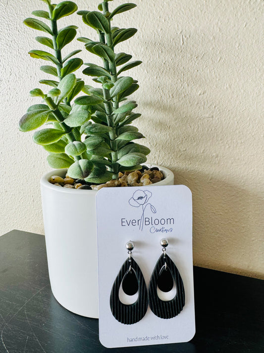 Handmade Black retro Dangle Clay Earrings by everbloom creations