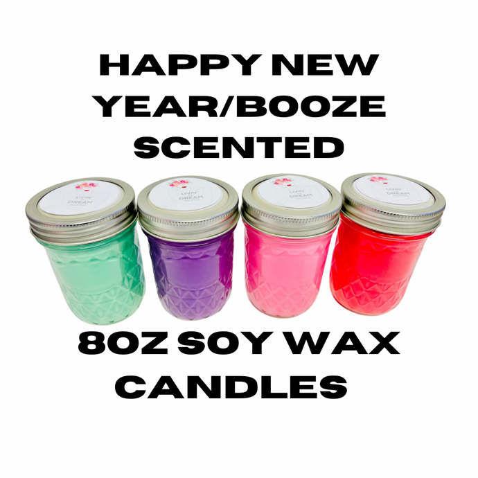 Happy New Year/Booze 8oz Candles