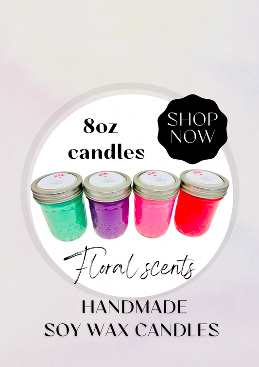 Handmade Floral/Spring 8oz Candles