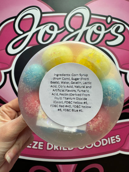 Freeze Dried Candy Super Sour Smiley Gummy Puffs By JoJo’S Freeze Dried Goodies