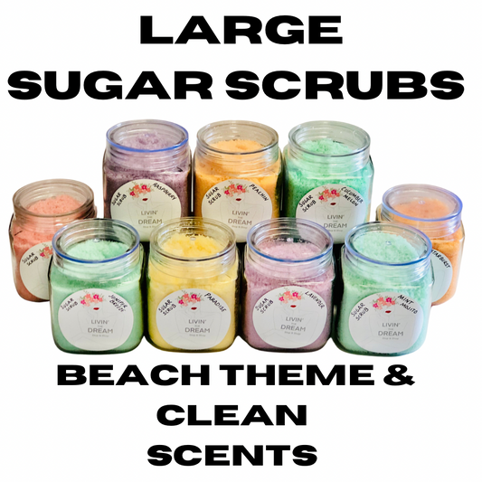 Beach Theme/ Clean fragrances-Large sugar scrubs handmade by miss Marie