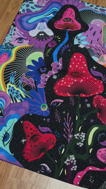 Colorful Retro Mushroom & eye’s Tapestry