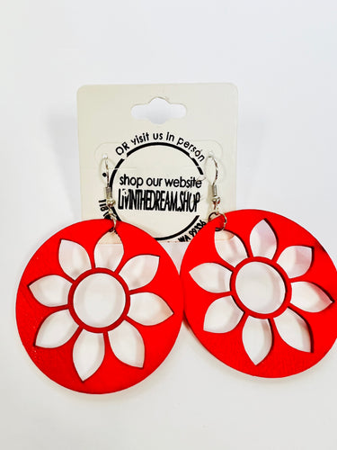 Red Flower Earrings