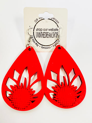 Red Sunflower Earrings