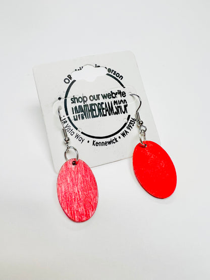 Red Oval dangle Earrings