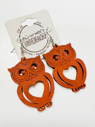 Brown Owl Earrings