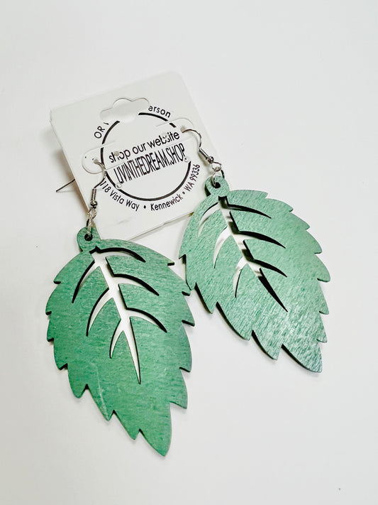 Green Leaf Earrings