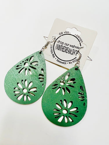 Green Flower Earrings