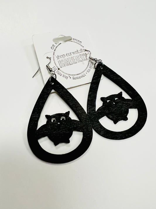 Halloween Flat Black Bat Earrings