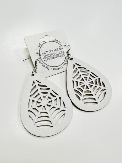 Halloween Flat Black Spider Web Earrings