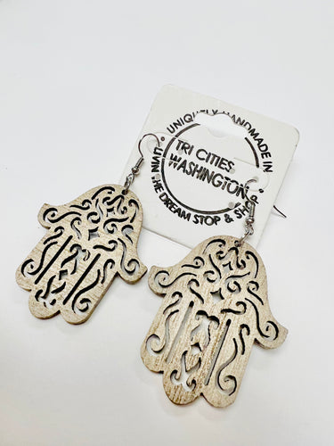 Gold Mandela hand earrings