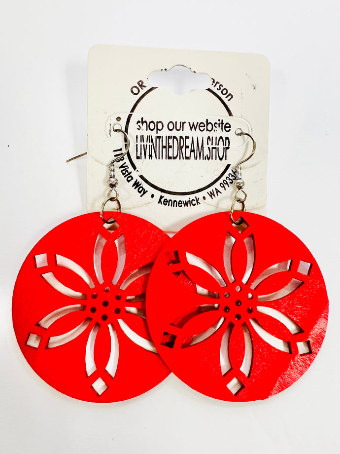 Red Flower Earrings