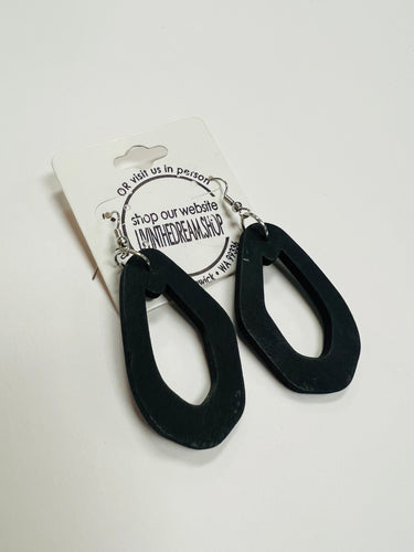 Flat Black Retro Earrings