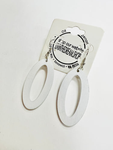 White Retro oval Earrings