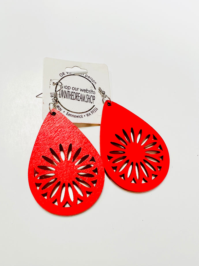 Red Flower Earrings