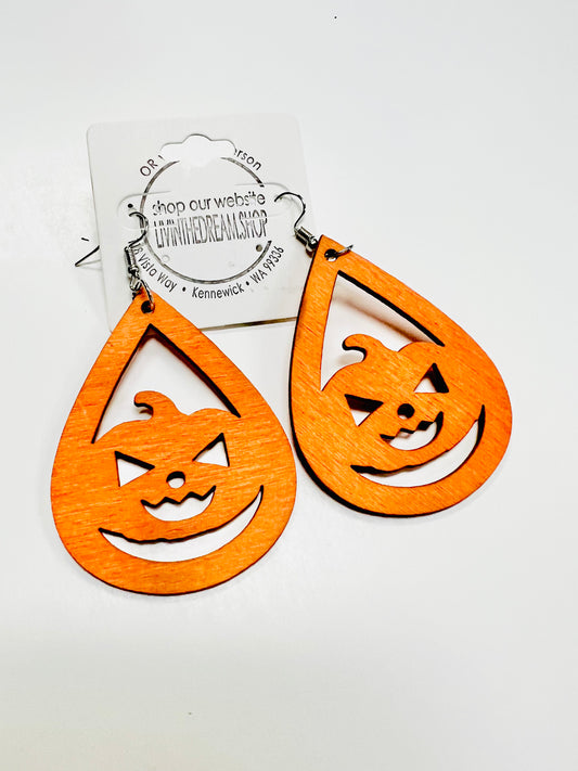 Halloween Orange Jack o lantern Earrings