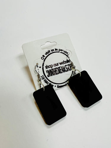 Flat Black Rectangle Earrings