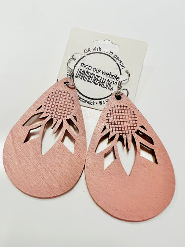 Mauve Sunflower Earrings