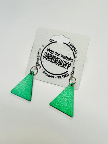 Green Triangle  Earrings
