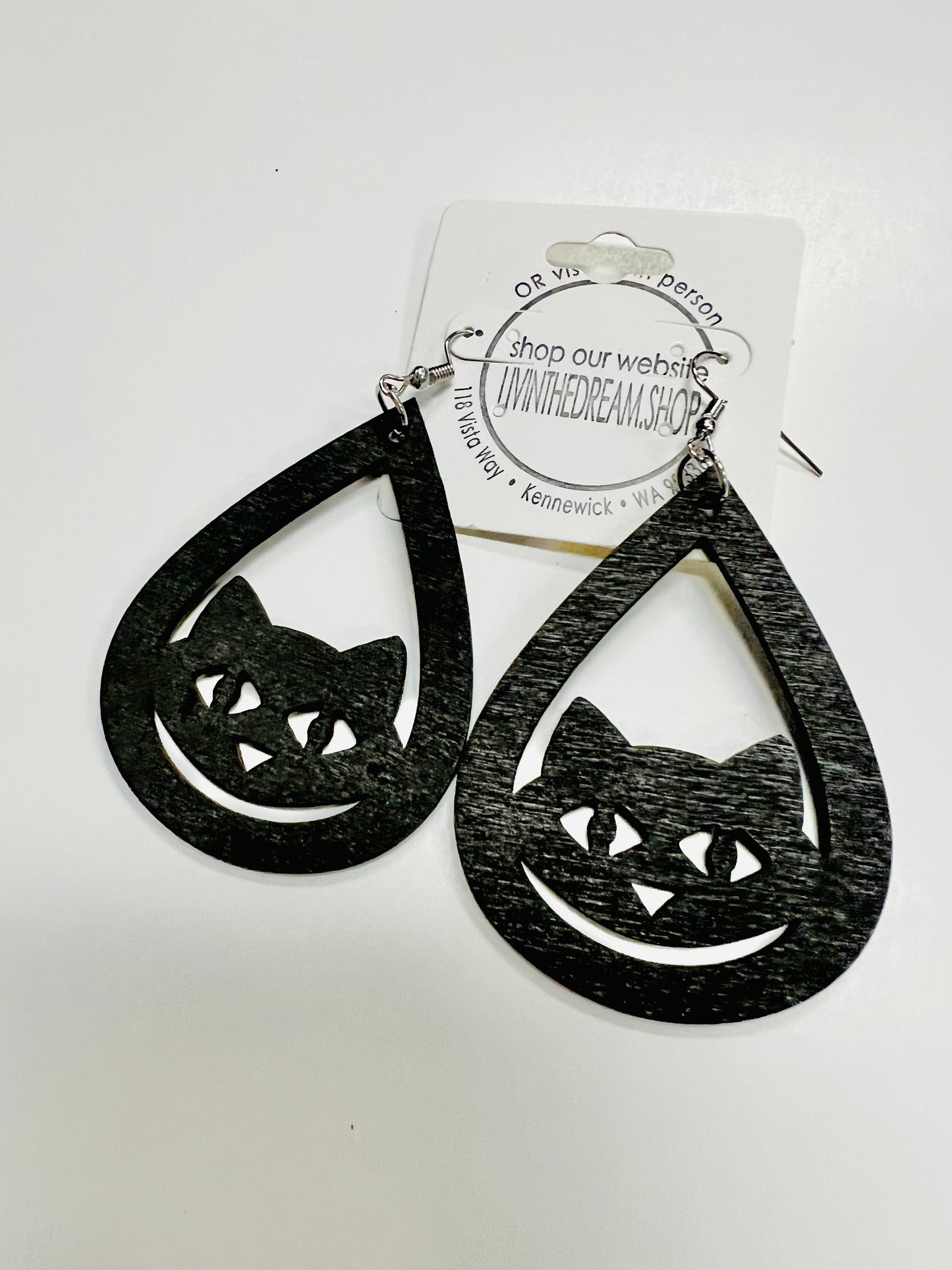 Halloween Flat Black Cat Earrings
