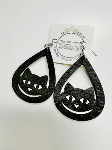 Halloween Flat Black Cat Earrings